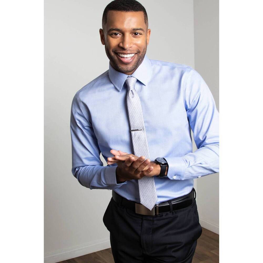 NEW ALYNN men's elijah slim fit medium dress shirt in blue